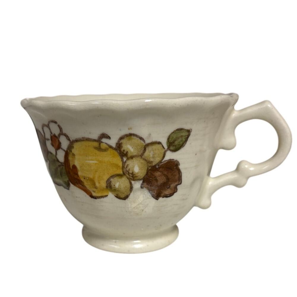 Lot (4) Vintage Metlox Vernon Ware Fruit Basket Tea Cups Set of 4 California